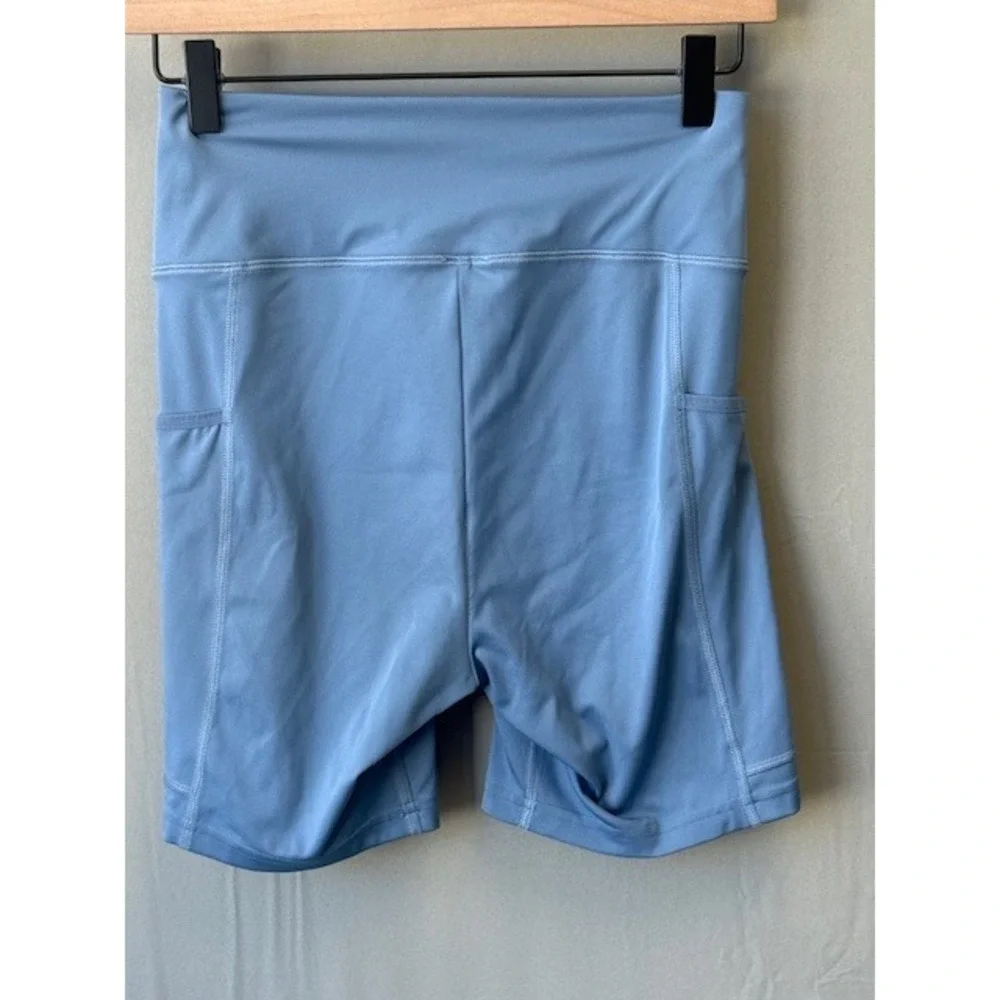 Gymshark Pocket Shorts High Waist Side Pockets Denim Blue‎ Size S GymCore